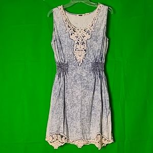 Miss Me Cotton Acid Wash Vintage Style Dress Size L
